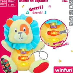 Winfun Peluche león para bebé c/luz y sonido en español